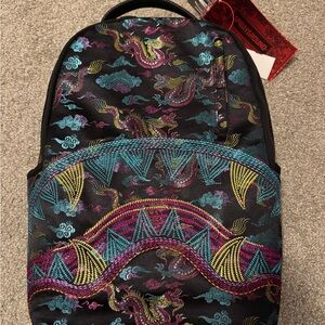 SPRAYGROUND Embroidered Dragons DLX Black Backpack. BNWT in plastic.